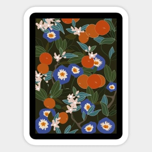 mandarines, fresh fruits pattern Sticker